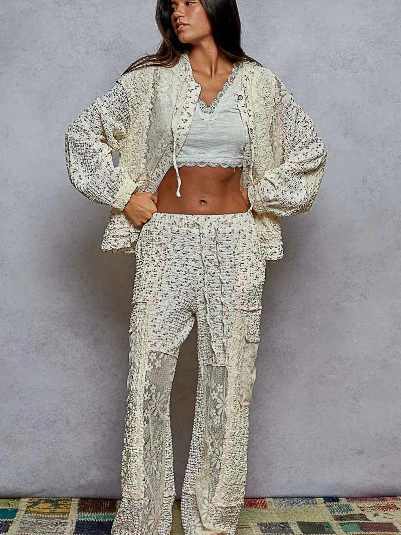 POL Lace Whisper Floral Balloon Sleeve Hooded Lace Jacket-Women's Shirts & Tops-Shop Z & Joxa