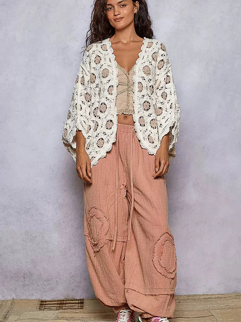 POL Latte Cream Floral Chenille Cardigan-Women's Shirts & Tops-Shop Z & Joxa