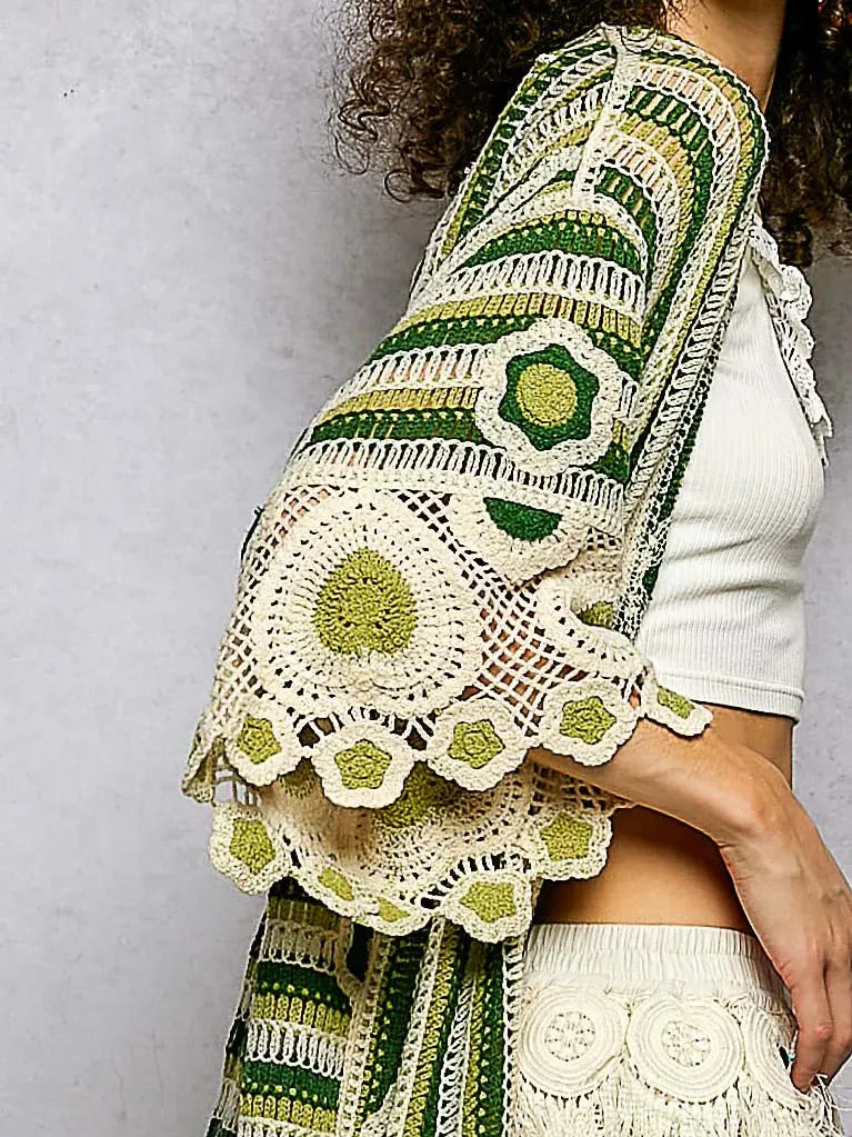 POL Layered in Love Floral Pattern Crochet Long Cardigan-Women's Shirts & Tops-Shop Z & Joxa