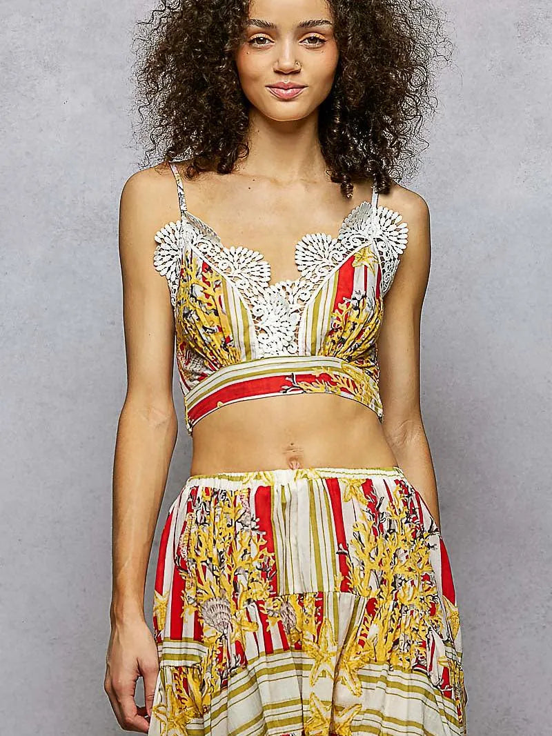 POL Scarlet Boheme Floral Print Crop Top and High-Low Skirt Set-Women's Sets-Shop Z & Joxa