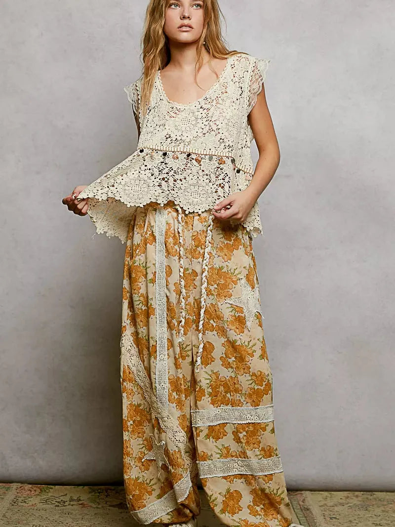 POL Soft Serenade Lace Trim Openwork Crochet Scallop Tank-Women's Shirts & Tops-Shop Z & Joxa