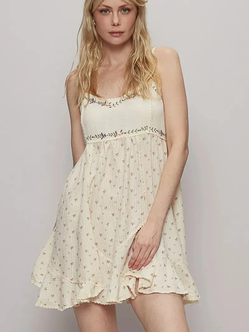 POL Sunlit Strolls Ruffled Hem Floral Print Cami Mini Dress-Women's Dresses-Shop Z & Joxa