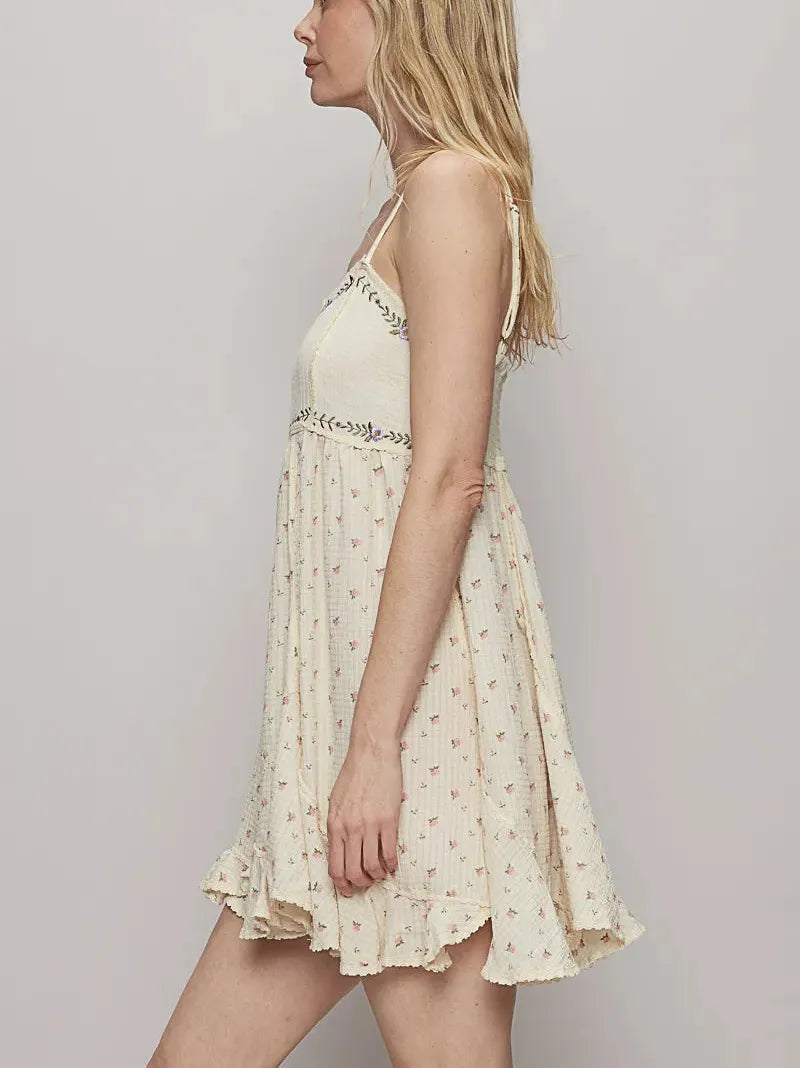 POL Sunlit Strolls Ruffled Hem Floral Print Cami Mini Dress-Women's Dresses-Shop Z & Joxa