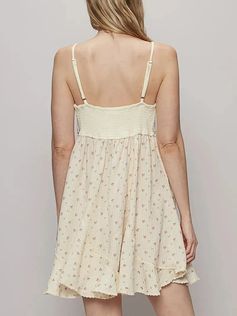 POL Sunlit Strolls Ruffled Hem Floral Print Cami Mini Dress-Women's Dresses-Shop Z & Joxa