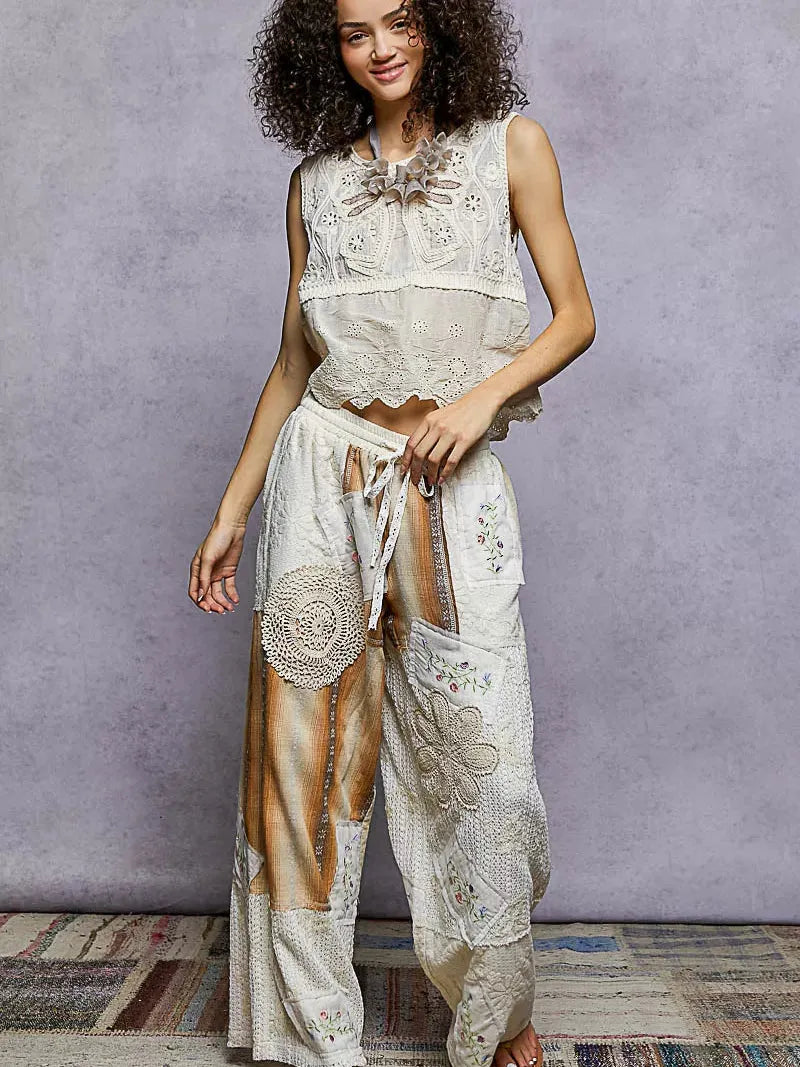 POL Sunspell Sleeveless Crochet Top with Scalloped Accents-Women's Shirts & Tops-Shop Z & Joxa