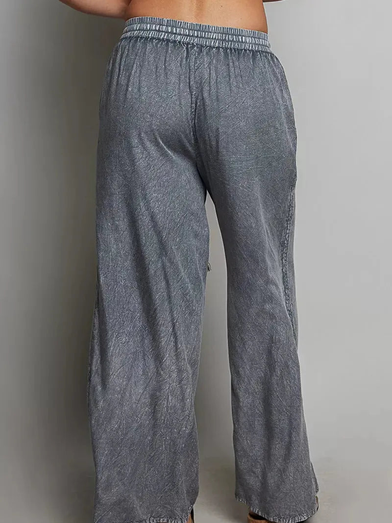 POL Tassel Trails Drawstring Embroidered Wide Leg Pants-Women's Pants-Shop Z & Joxa