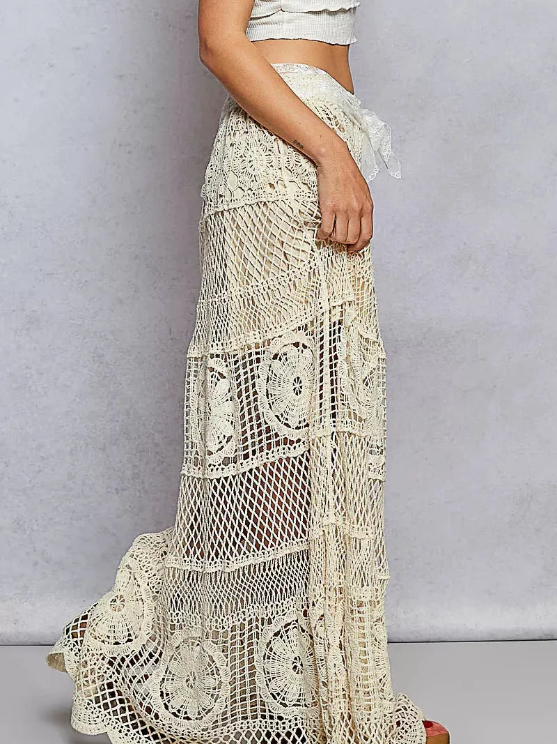 POL Waved Wonder Floral Crochet Flared Skirt-Women's Skirts & Skorts-Shop Z & Joxa