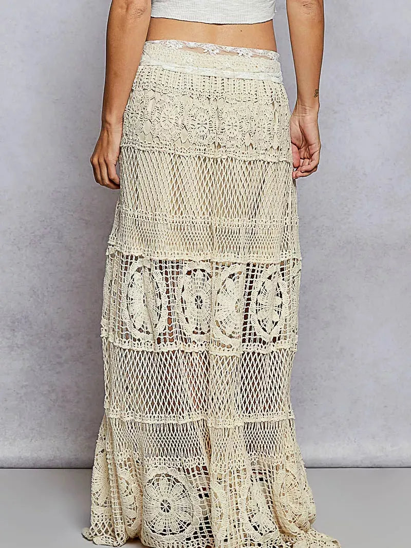 POL Waved Wonder Floral Crochet Flared Skirt-Women's Skirts & Skorts-Shop Z & Joxa