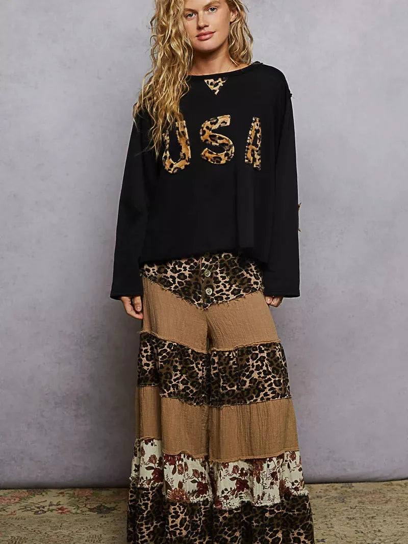 POL Wild Heart USA Animal Print Long Sleeve Terry Sweatshirt-Women's Shirts & Tops-Shop Z & Joxa