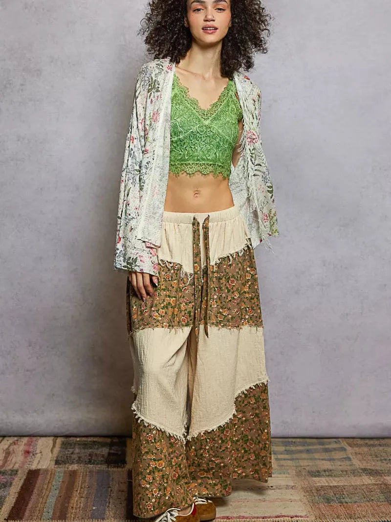 POL Wildflower Wrap Open Front Floral Cardigan with Fringe-Women's Shirts & Tops-Shop Z & Joxa