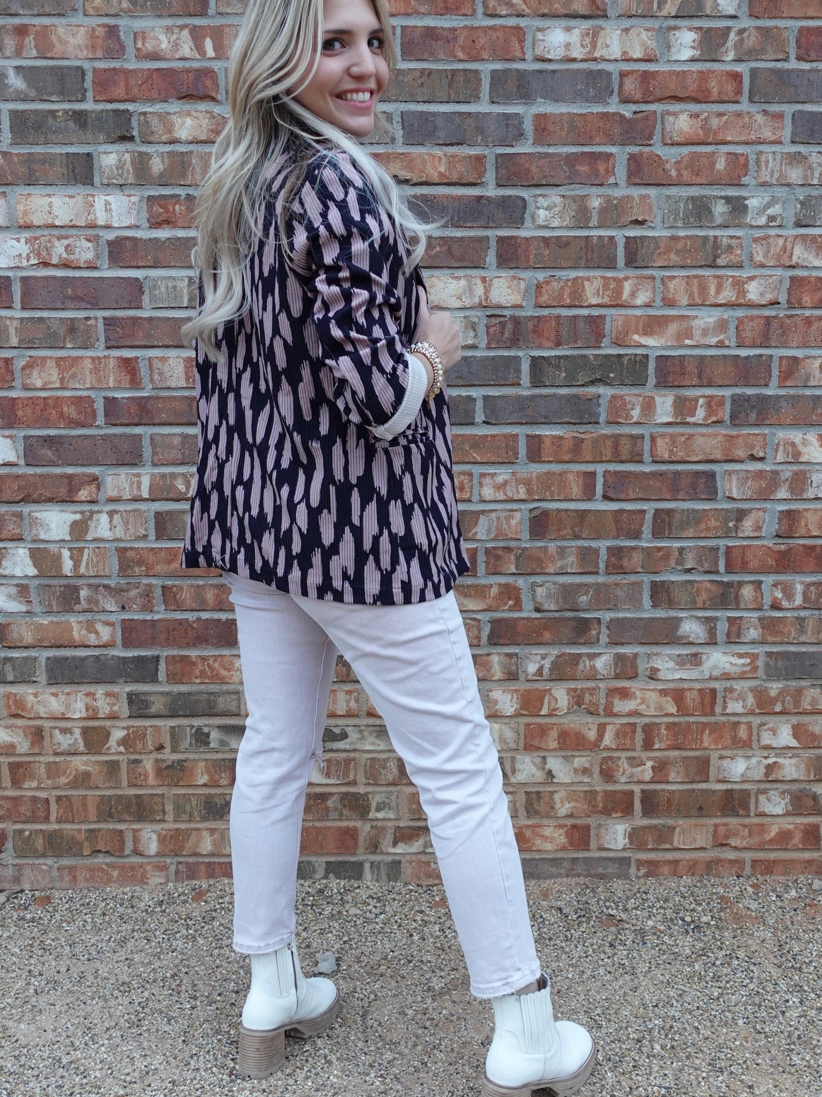 Paint Me A Fashionista Corduroy Blazer-Women's Shirts & Tops-Shop Z & Joxa