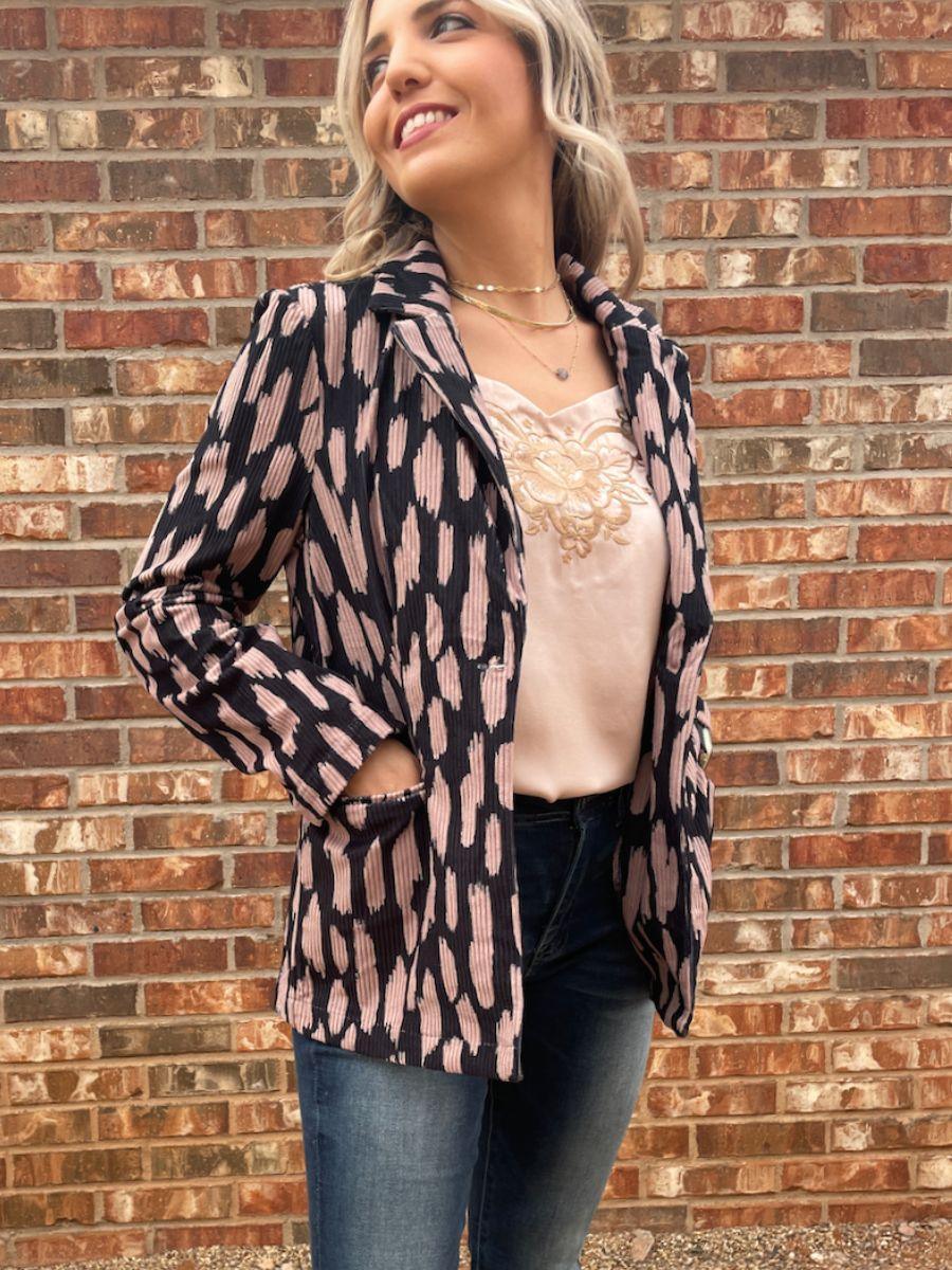 Paint Me A Fashionista Corduroy Blazer-Women's Shirts & Tops-Shop Z & Joxa