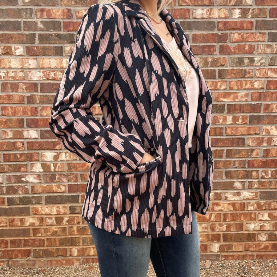 Paint Me A Fashionista Corduroy Blazer-Women's Shirts & Tops-Shop Z & Joxa