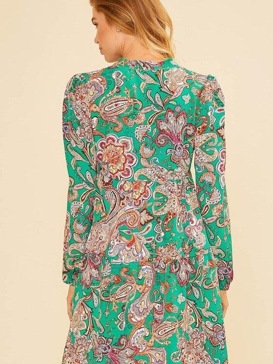 Paisley Pizazz Tiered Babydoll Dress-Women's Dresses-Shop Z & Joxa