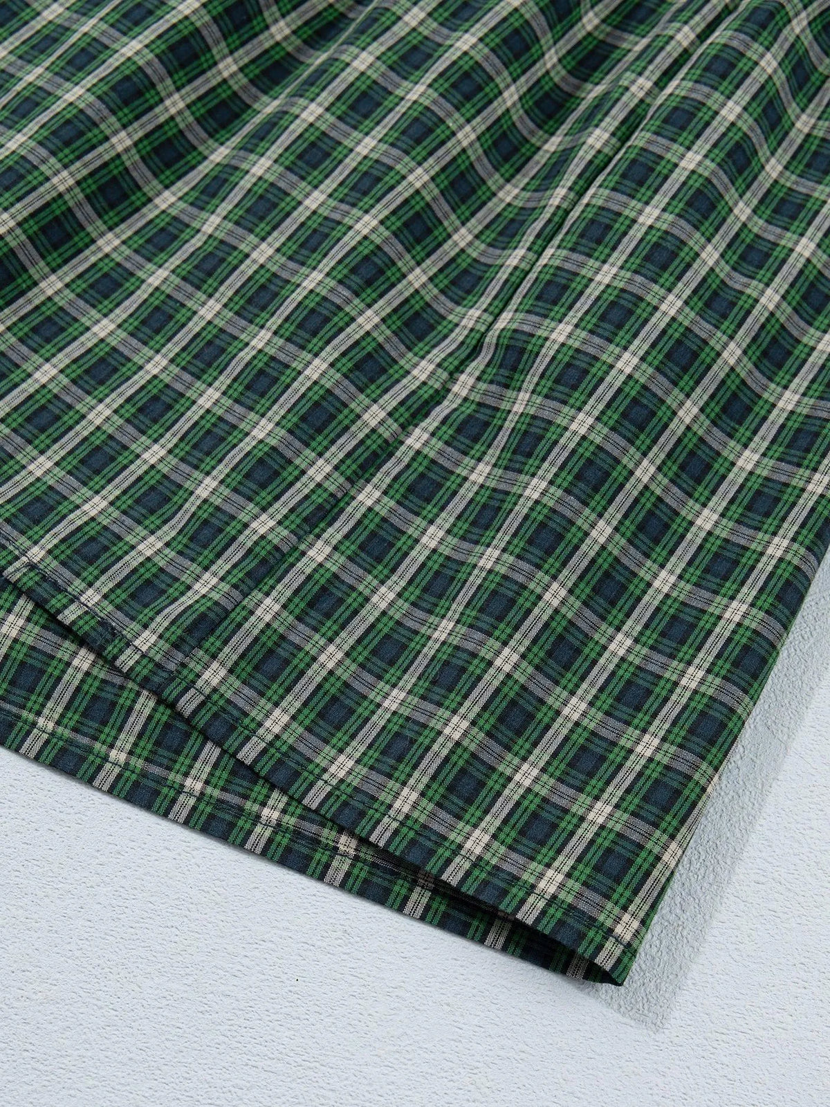 Plaid About You Square Neck Shirred High Waist Ruffle Hem Dress-Women's Dresses-Shop Z & Joxa
