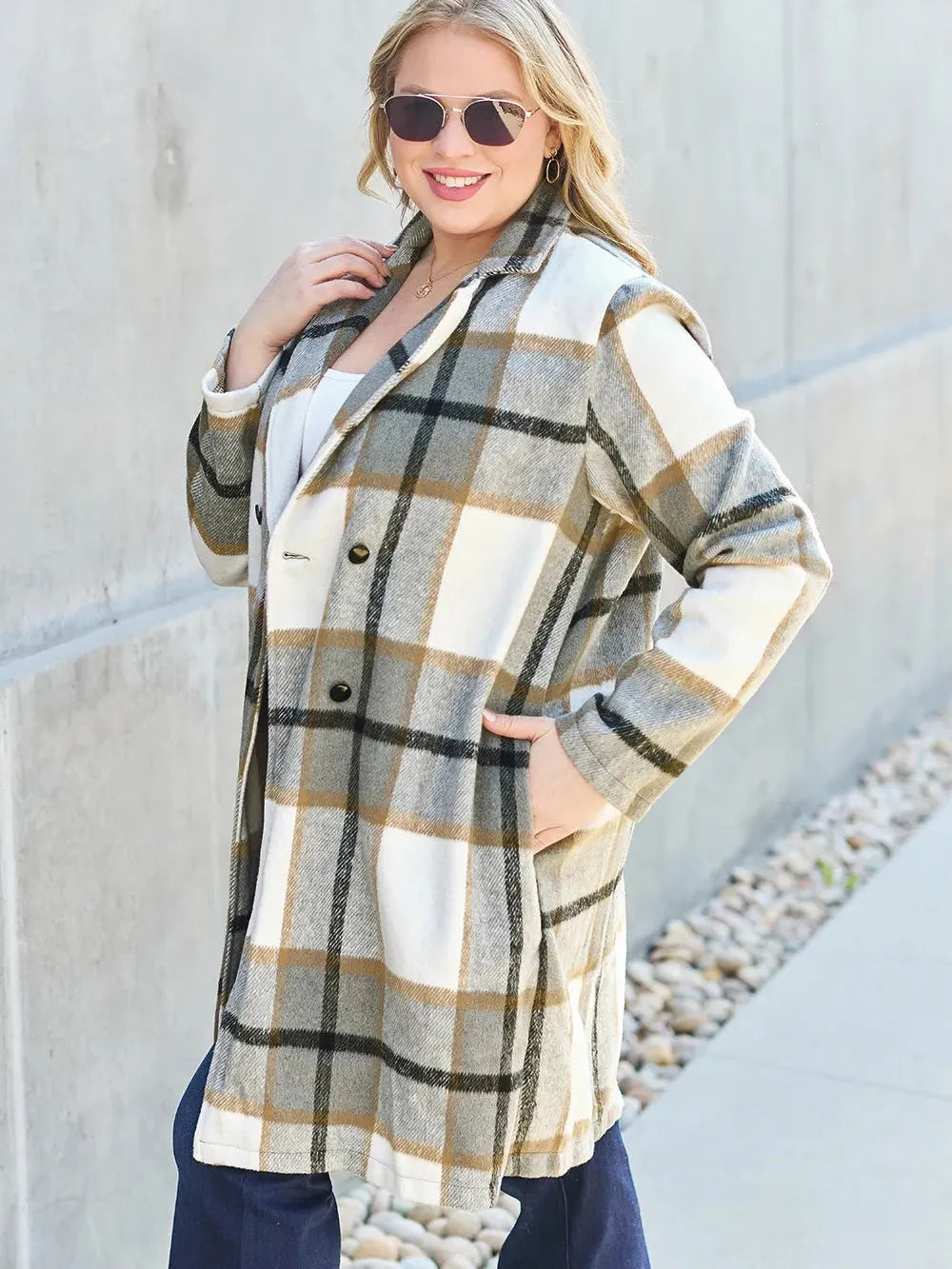 Plaid Perfection Lapel Coat by Double Take-Coats & Jackets-Shop Z & Joxa