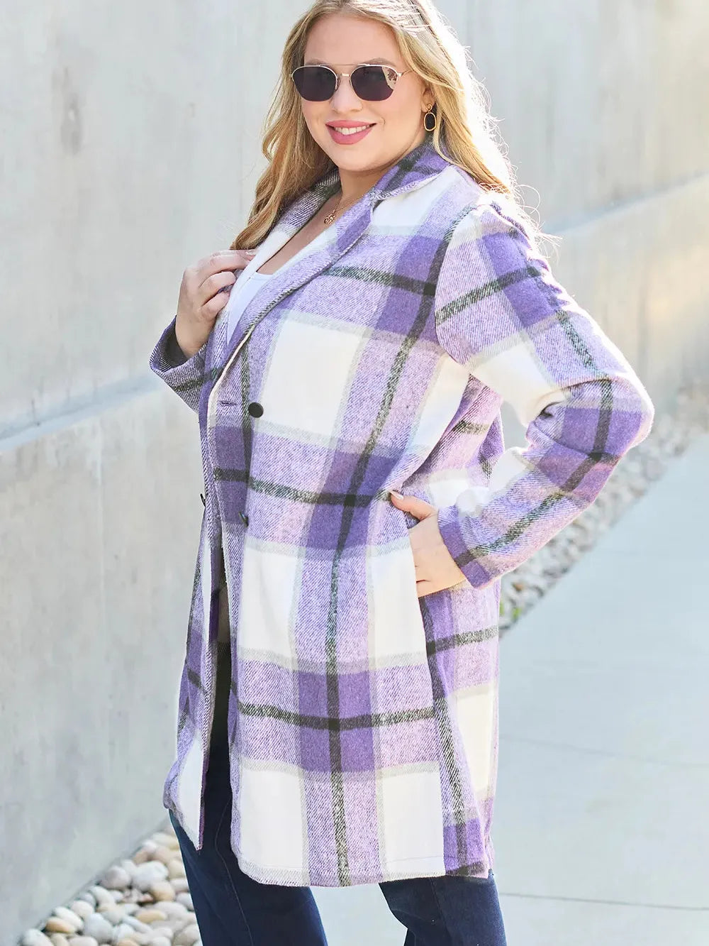 Plaid Perfection Lapel Coat by Double Take-Coats & Jackets-Shop Z & Joxa