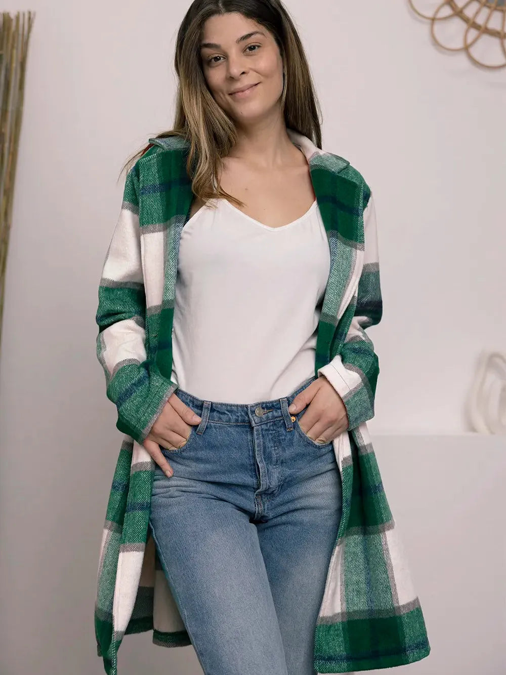 Plaid Perfection Lapel Coat by Double Take-Coats & Jackets-Shop Z & Joxa