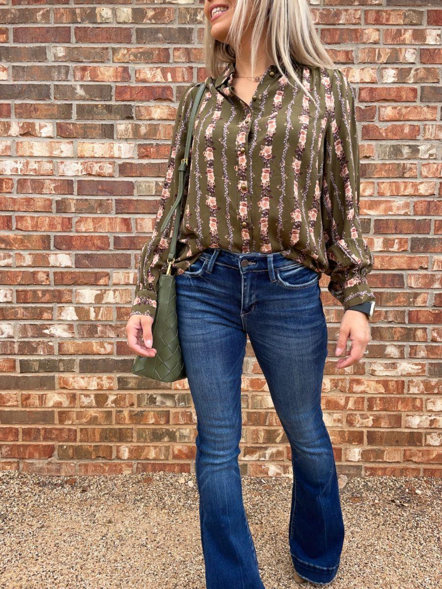 Pretty in Print Vintage Floral Button Blouse-Women's Shirts & Tops-Shop Z & Joxa