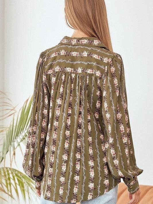 Pretty in Print Vintage Floral Button Blouse-Women's Shirts & Tops-Shop Z & Joxa