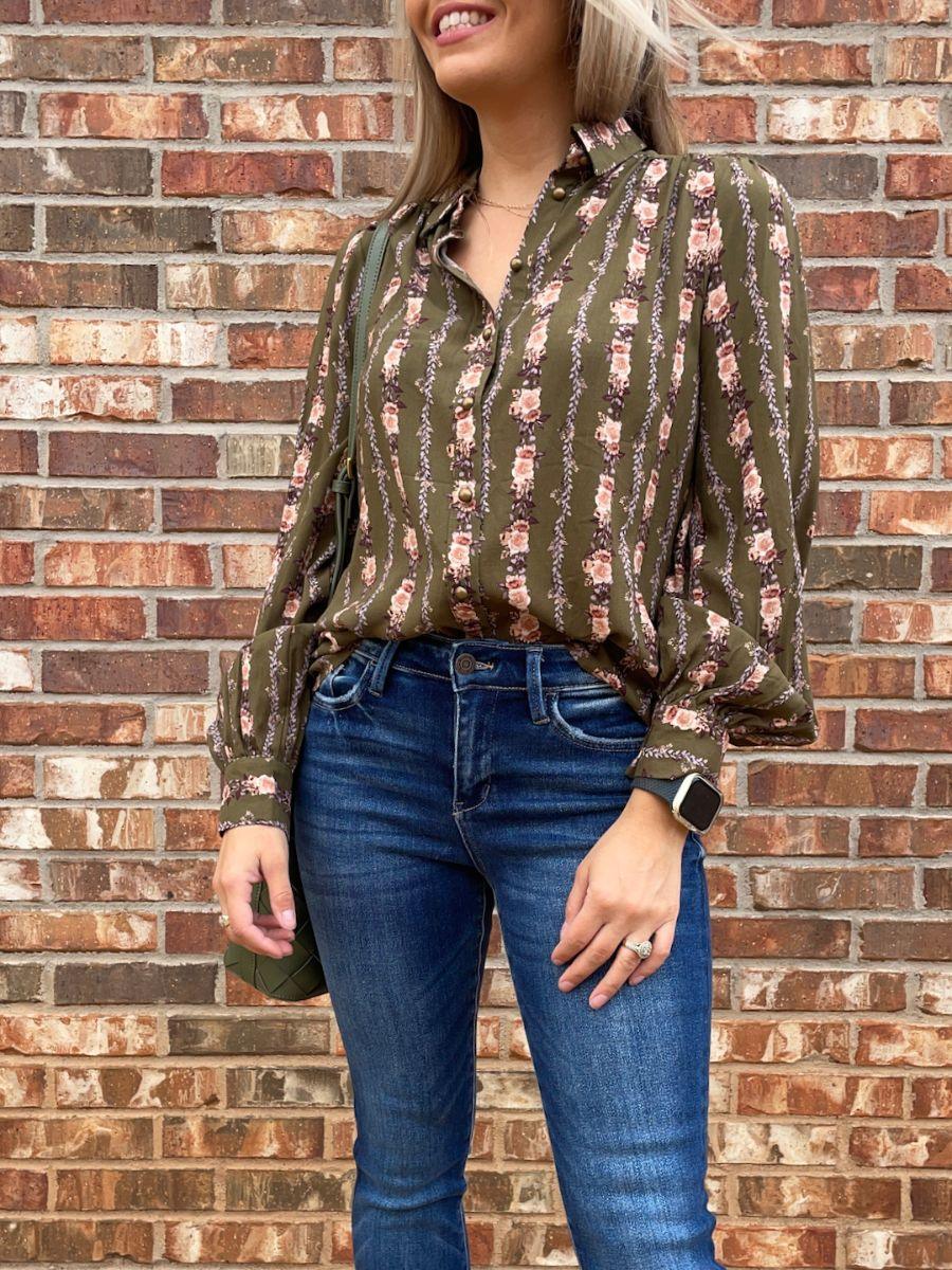 Pretty in Print Vintage Floral Button Blouse-Women's Shirts & Tops-Shop Z & Joxa