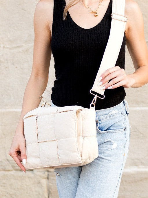 Puff Up Your Style Fold-Over Woven Puffer Crossbody Plus Pouch-Women's Accessories-Shop Z & Joxa