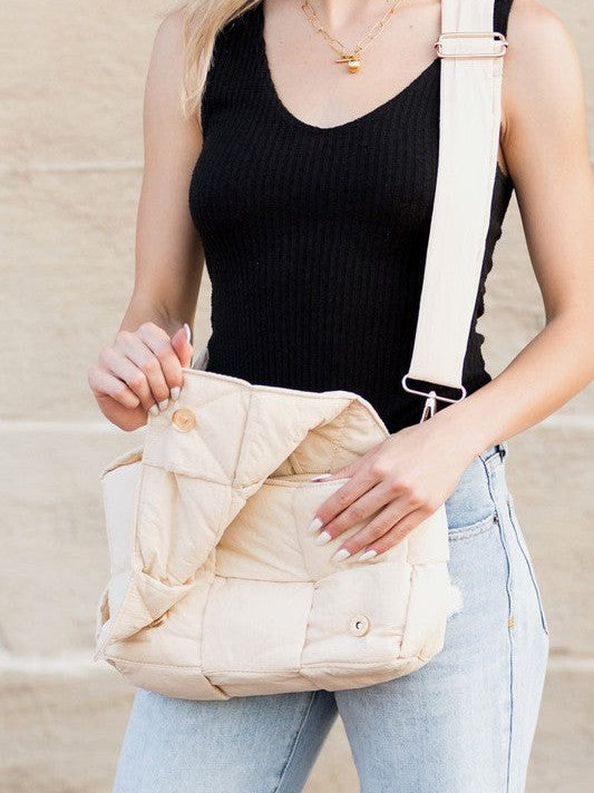 Puff Up Your Style Fold-Over Woven Puffer Crossbody Plus Pouch-Women's Accessories-Shop Z & Joxa