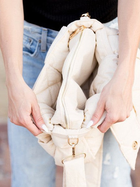 Puff Up Your Style Fold-Over Woven Puffer Crossbody Plus Pouch-Women's Accessories-Shop Z & Joxa