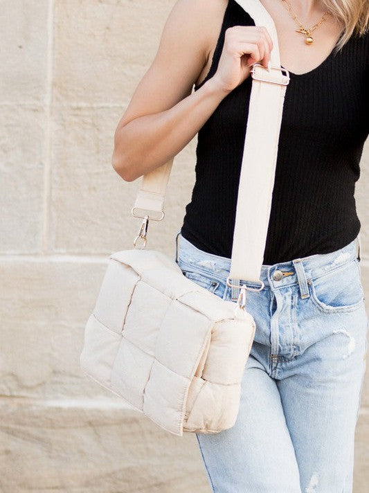 Puff Up Your Style Fold-Over Woven Puffer Crossbody Plus Pouch-Women's Accessories-Shop Z & Joxa