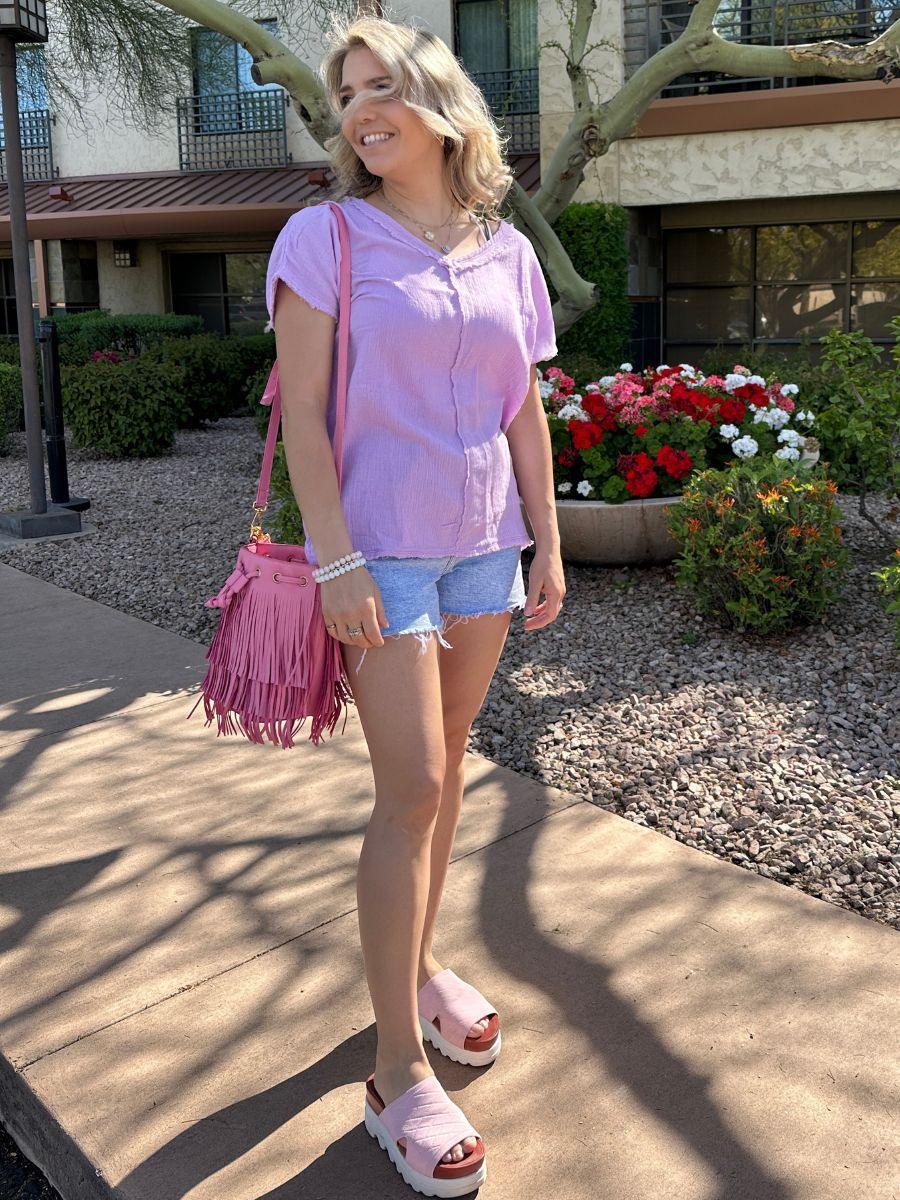 Put a Little Fringe in Your Pink Vegan Leather Fringe Bag-Women's Accessories-Shop Z & Joxa