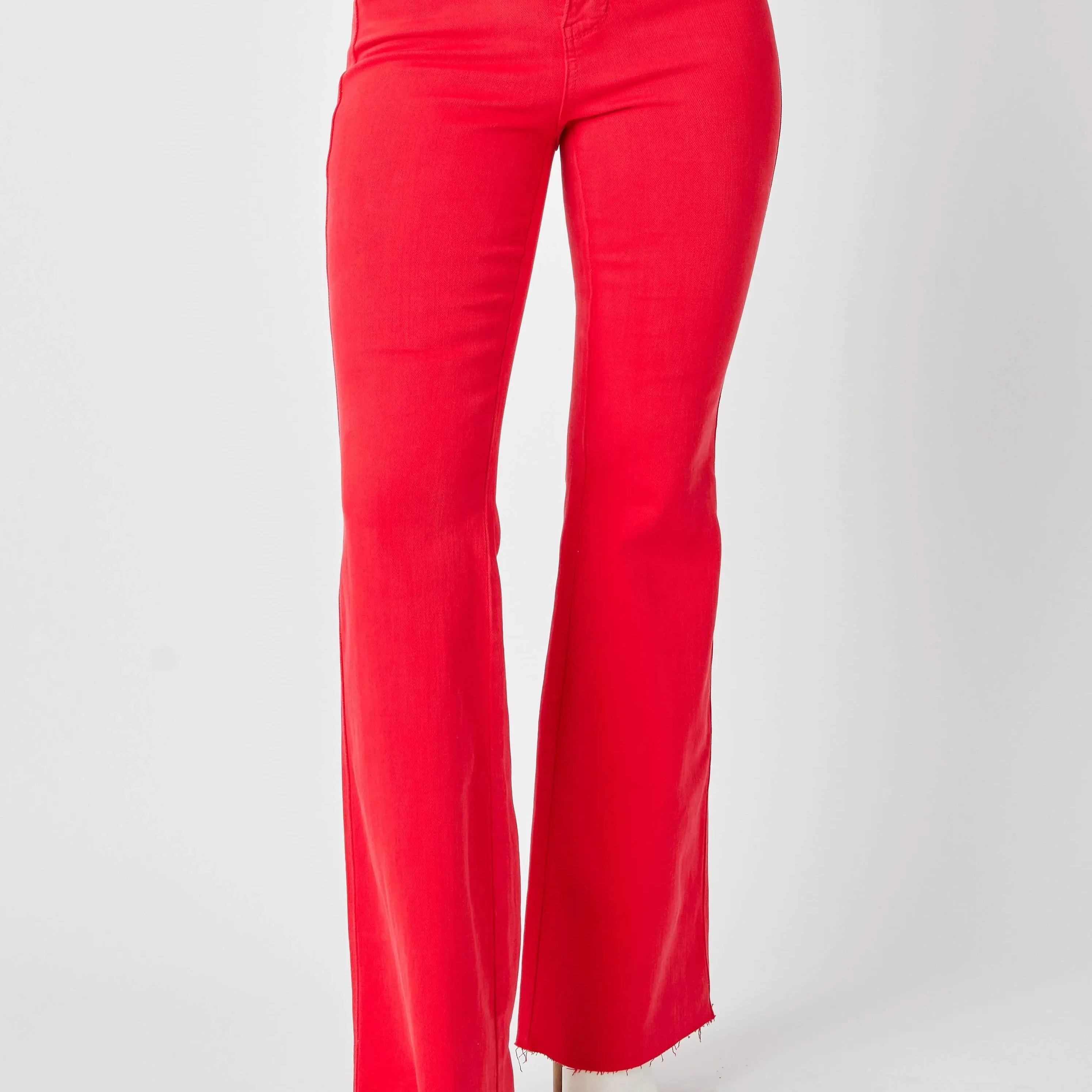 Retro Fire High-Waisted Red Flare Jeans by Judy Blue-Women's Jeans-Shop Z & Joxa