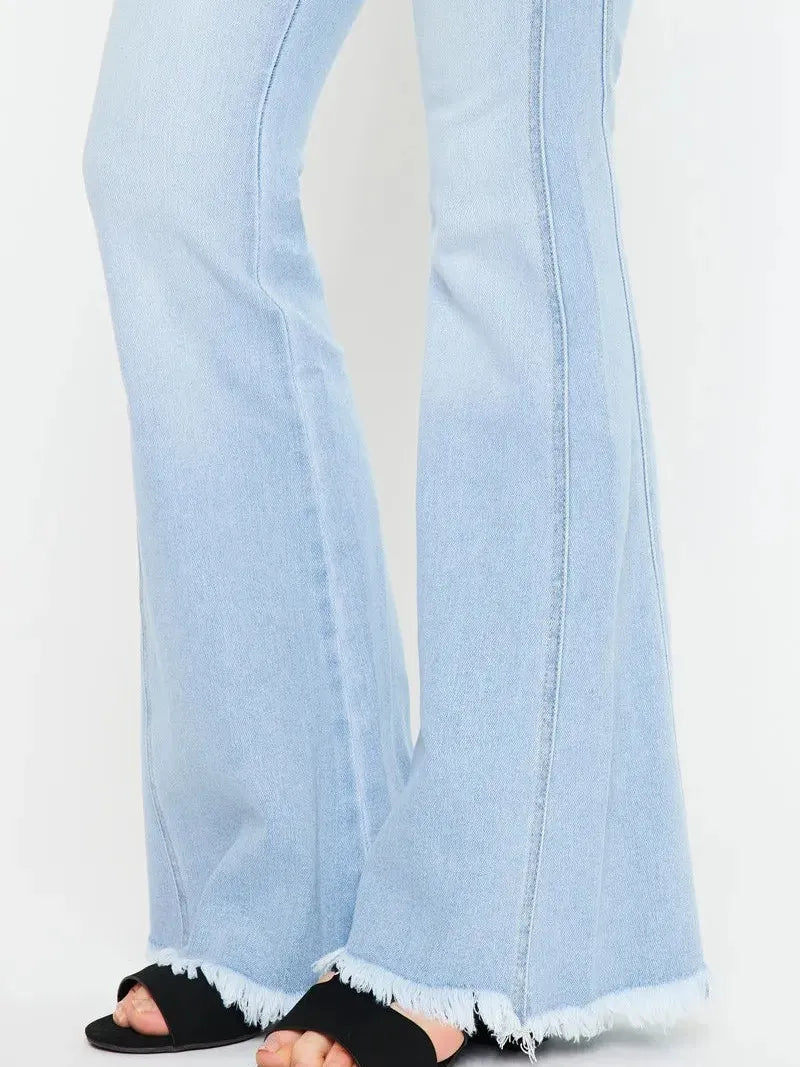 Retro Vibes High Rise Curvy Flare Jeans by Kancan-Women's Jeans-Shop Z & Joxa