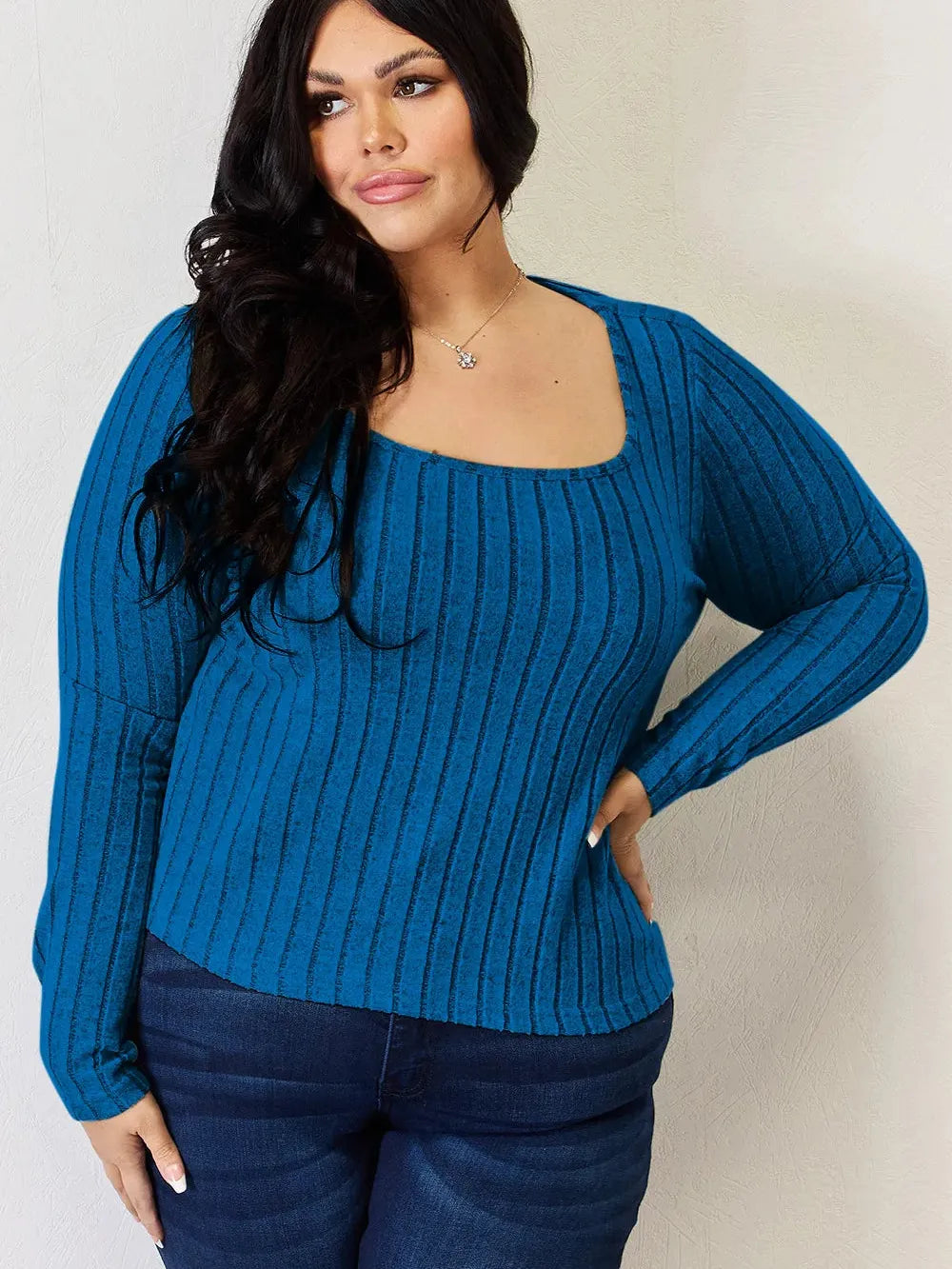 Ribbed and Ready Everyday Long Sleeve Tee by Basic Bae-Women's Shirts & Tops-Shop Z & Joxa
