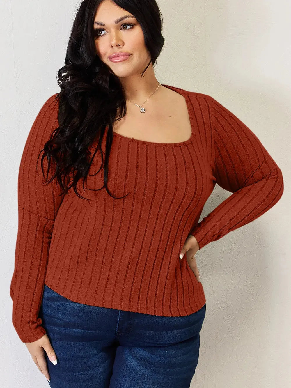 Ribbed and Ready Everyday Long Sleeve Tee by Basic Bae-Women's Shirts & Tops-Shop Z & Joxa
