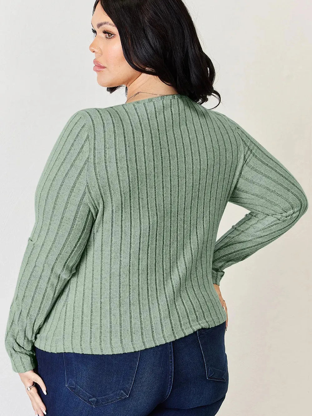 Ribbed and Ready Everyday Long Sleeve Tee by Basic Bae-Women's Shirts & Tops-Shop Z & Joxa