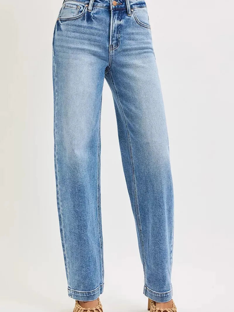 Risen Baggy Babe High-Rise Jeans in Medium Stone-Women's Jeans-Shop Z & Joxa