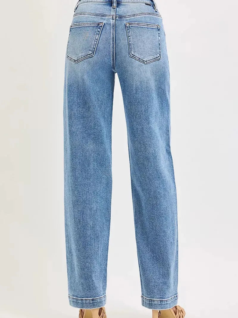 Risen Baggy Babe High-Rise Jeans in Medium Stone-Women's Jeans-Shop Z & Joxa