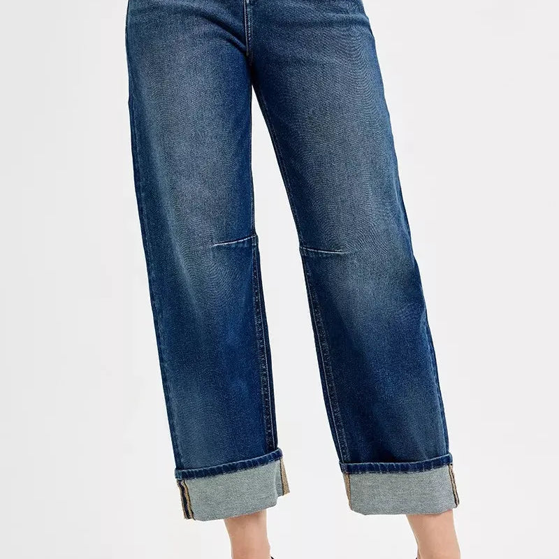 Risen Barrel Babe Slouchy Barrel Cropped Cuff Jeans-Women's Jeans-Shop Z & Joxa