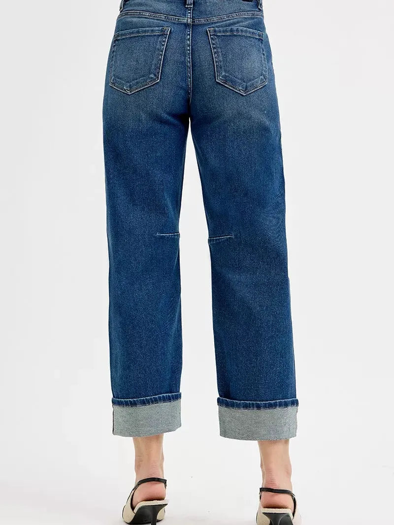 Risen Barrel Babe Slouchy Barrel Cropped Cuff Jeans-Women's Jeans-Shop Z & Joxa