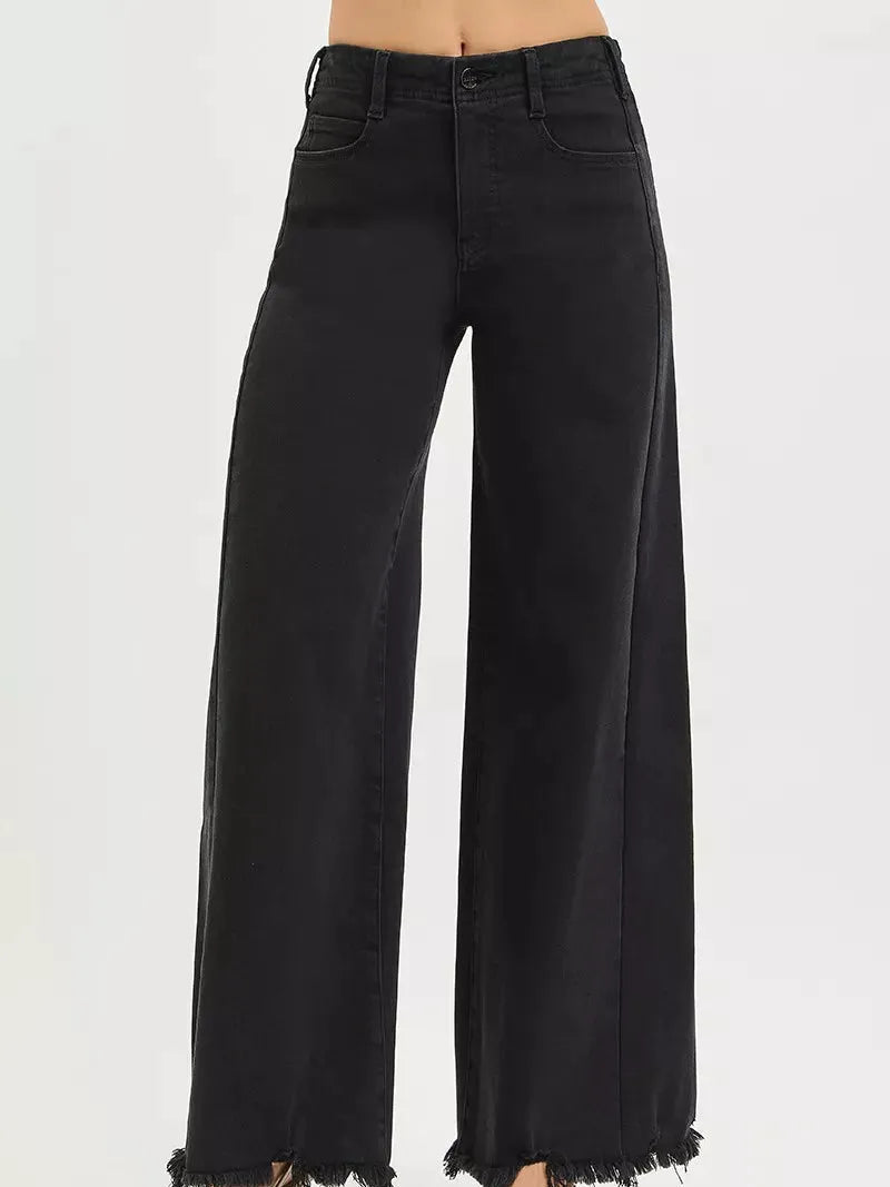 Risen Black Elevation High Rise Wide Leg Ankle Jeans-Women's Jeans-Shop Z & Joxa