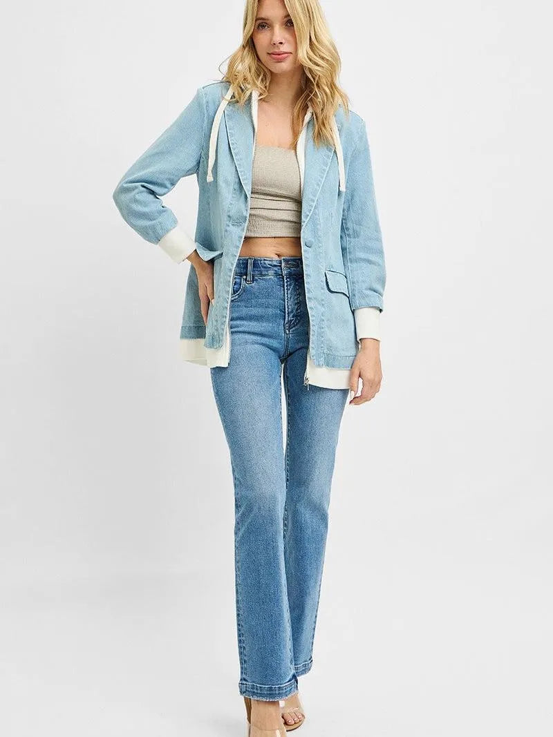 Risen Blazer Remix One Button Blazer with Hoodie Jacket-Coats & Jackets-Shop Z & Joxa