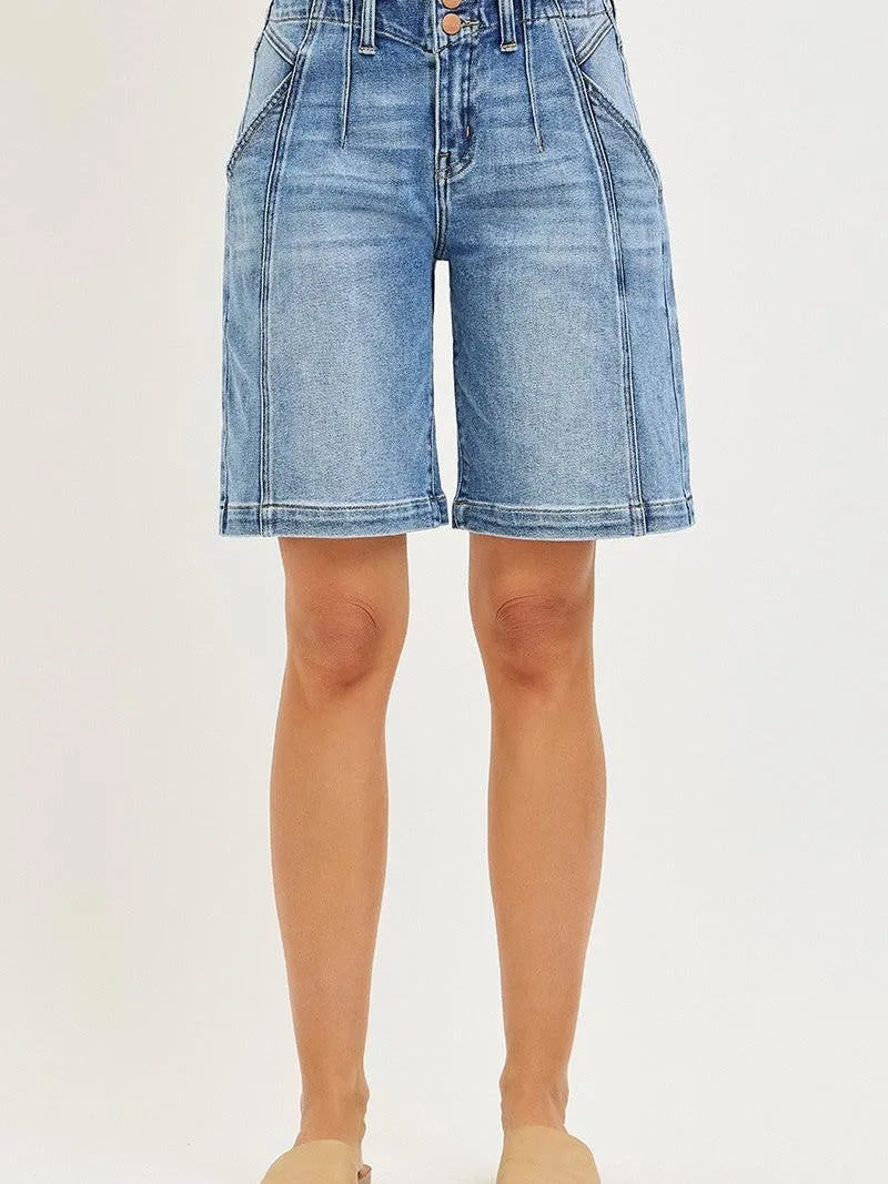 Risen Breezy Panel Double Button Slouchy Jorts in Medium-Women's Shorts-Shop Z & Joxa