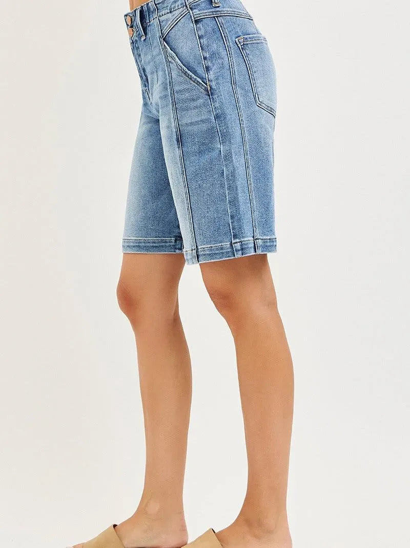 Risen Breezy Panel Double Button Slouchy Jorts in Medium-Women's Shorts-Shop Z & Joxa