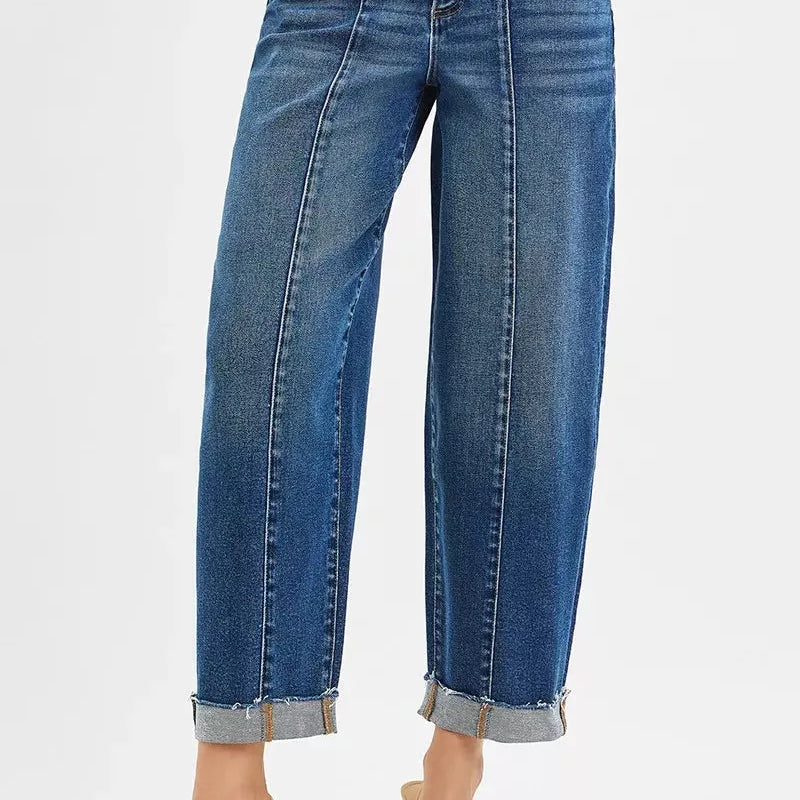 Risen City Stroll Highrise Barrel Cuffed Jeans-Women's Jeans-Shop Z & Joxa