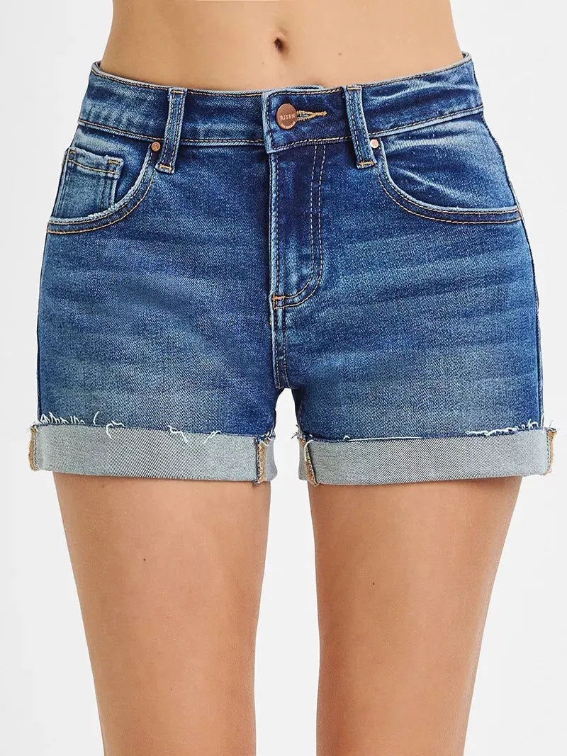 Risen Coastline Cuffed Low Rise Cuffed Denim Shorts-Women's Shorts-Shop Z & Joxa