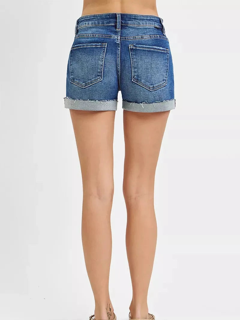 Risen Coastline Cuffed Low Rise Cuffed Denim Shorts-Women's Shorts-Shop Z & Joxa