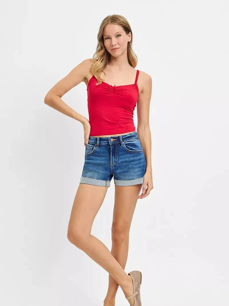 Risen Coastline Cuffed Low Rise Cuffed Denim Shorts-Women's Shorts-Shop Z & Joxa