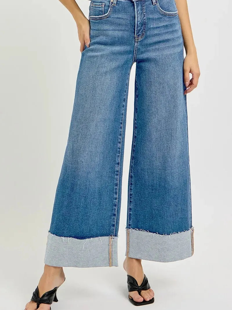 Risen Confidence Cuff Tummy Control High-Rise Crop Jeans-Women's Jeans-Shop Z & Joxa