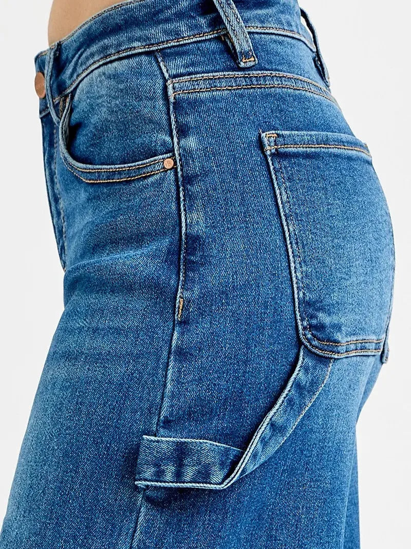 Risen Crush Patch High Rise Wide Leg Patch Detailed Jeans-Women's Jeans-Shop Z & Joxa