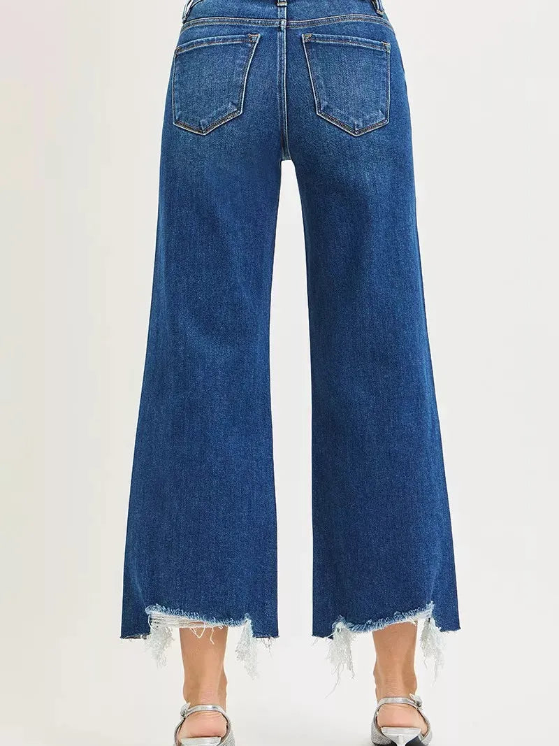 Risen Cut to the Chase High Rise Fringe Hem Cropped Jeans-Women's Jeans-Shop Z & Joxa